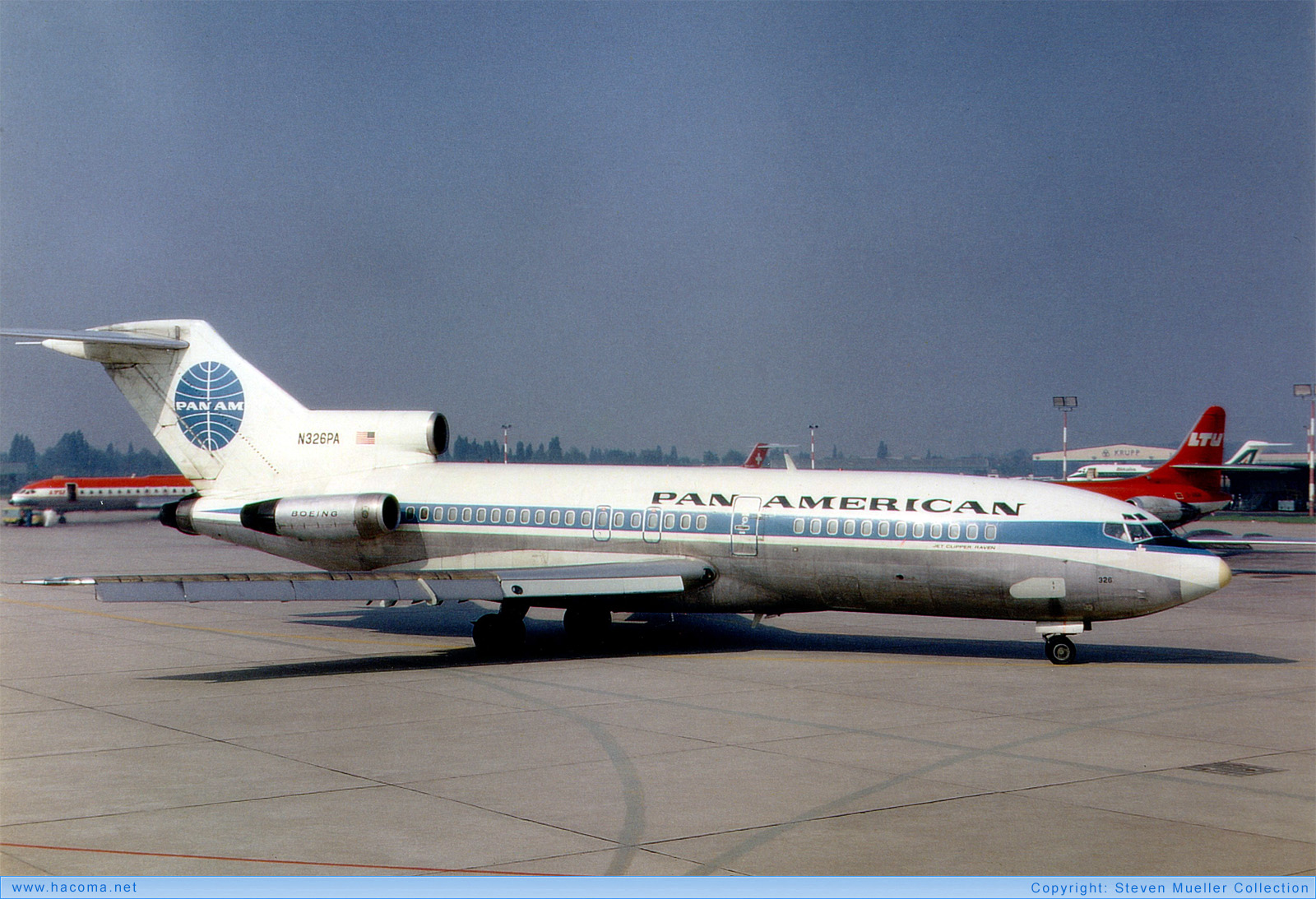 Photo of N326PA - Pan Am Clipper Muenchen / DeSoto / Nuremberg / White Falcon / Raven / Berolina / Wuchtbrumme - Dusseldorf Airport - May 12, 1971
