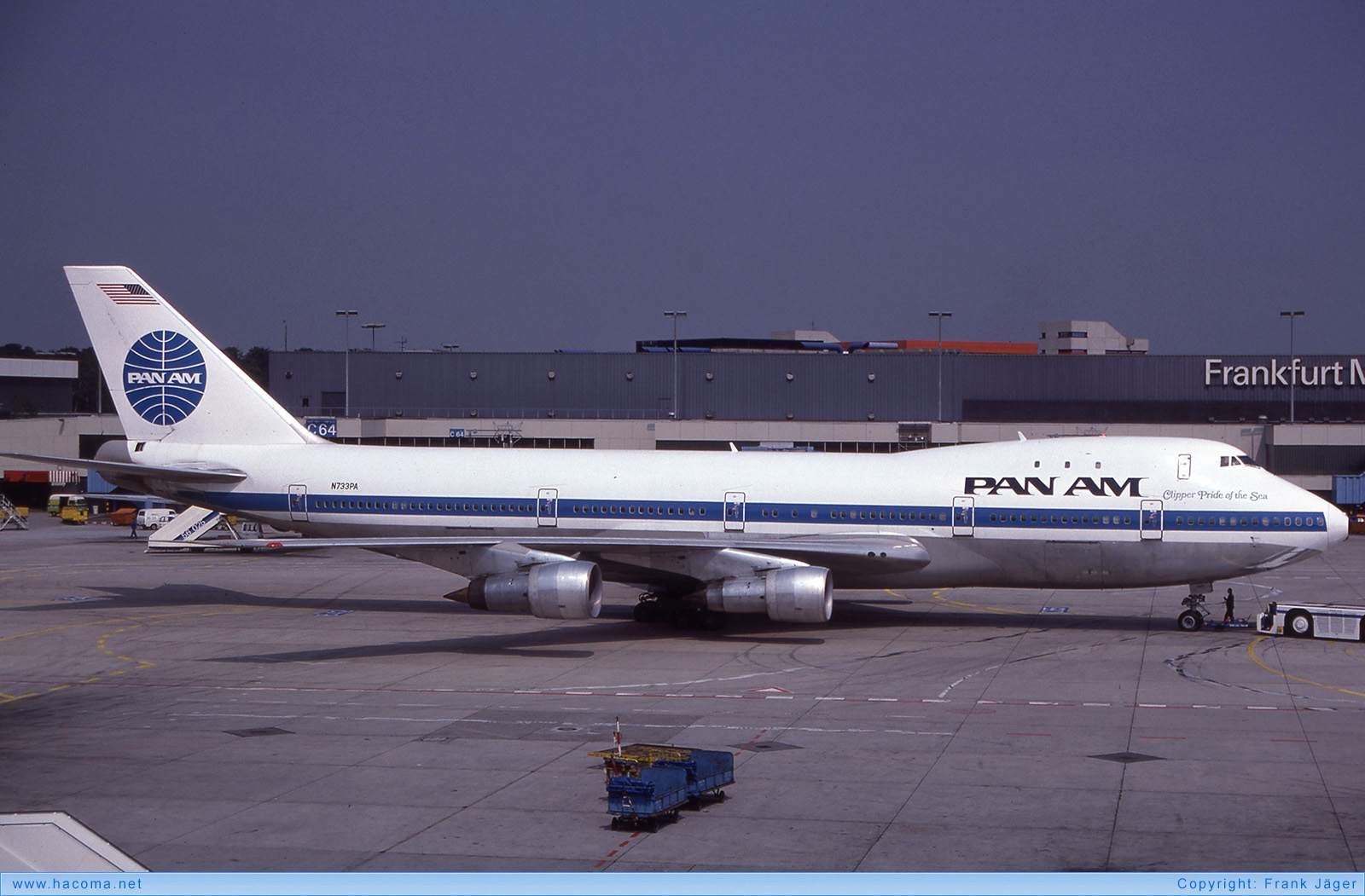 Foto von N733PA - Pan Am Clipper Young America / Constitution / Washington / Pride of the Sea / Air Express / Moscow Express - Flughafen Frankfurt am Main - 19.08.1984
