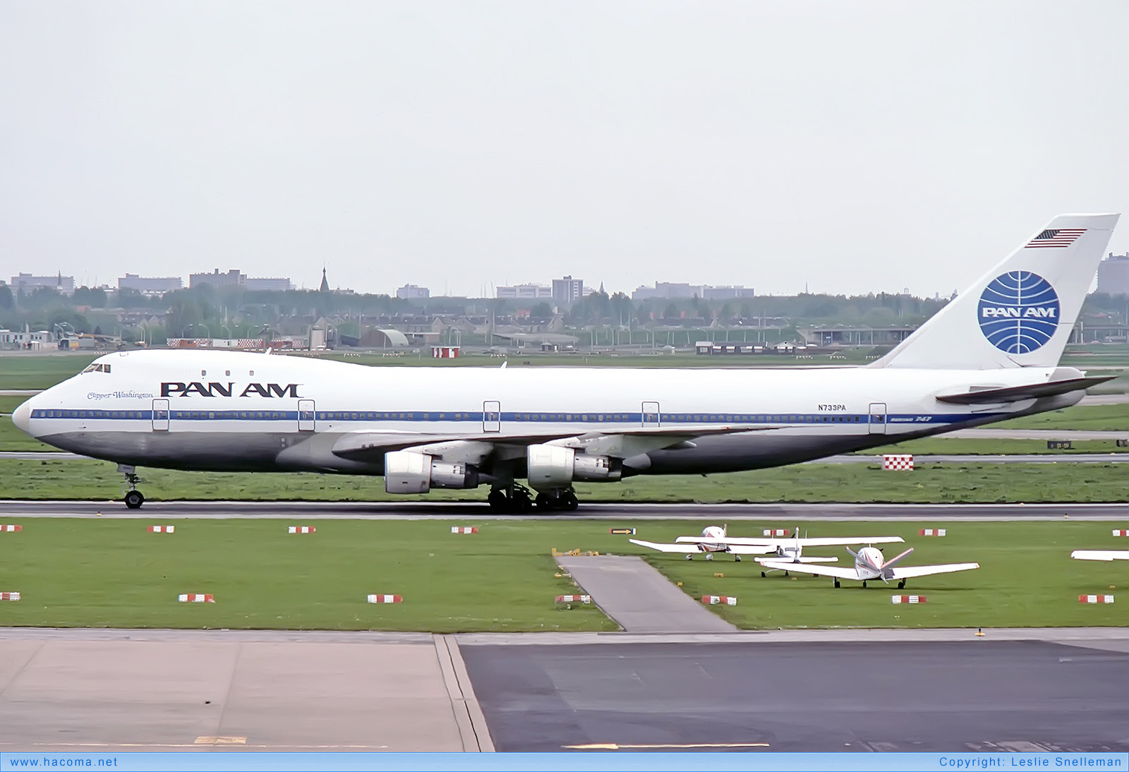Photo of N733PA - Pan Am Clipper Young America / Constitution / Washington / Pride of the Sea / Air Express / Moscow Express - Amsterdam Airport Schiphol - May 21, 1977