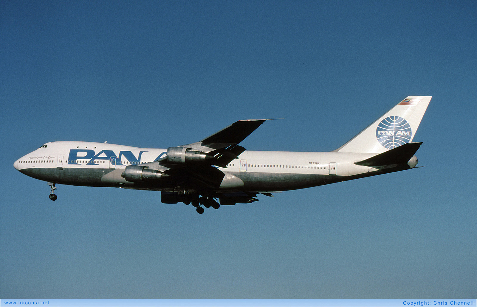 Foto von N735PA - Pan Am Clipper Constitution / Young America / Spark of the Ocean - London Heathrow Airport - 12.01.1991