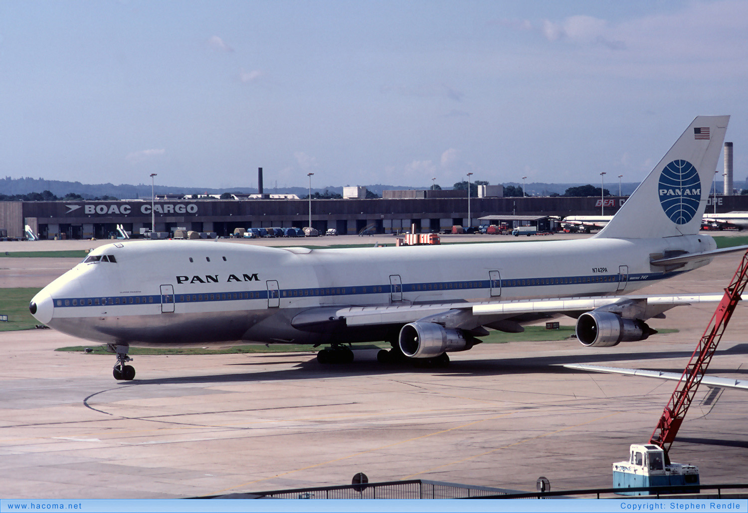 Photo of N742PA - Pan Am Clipper Rainbow / Neptunes Car - London Heathrow Airport - Aug 30, 1971