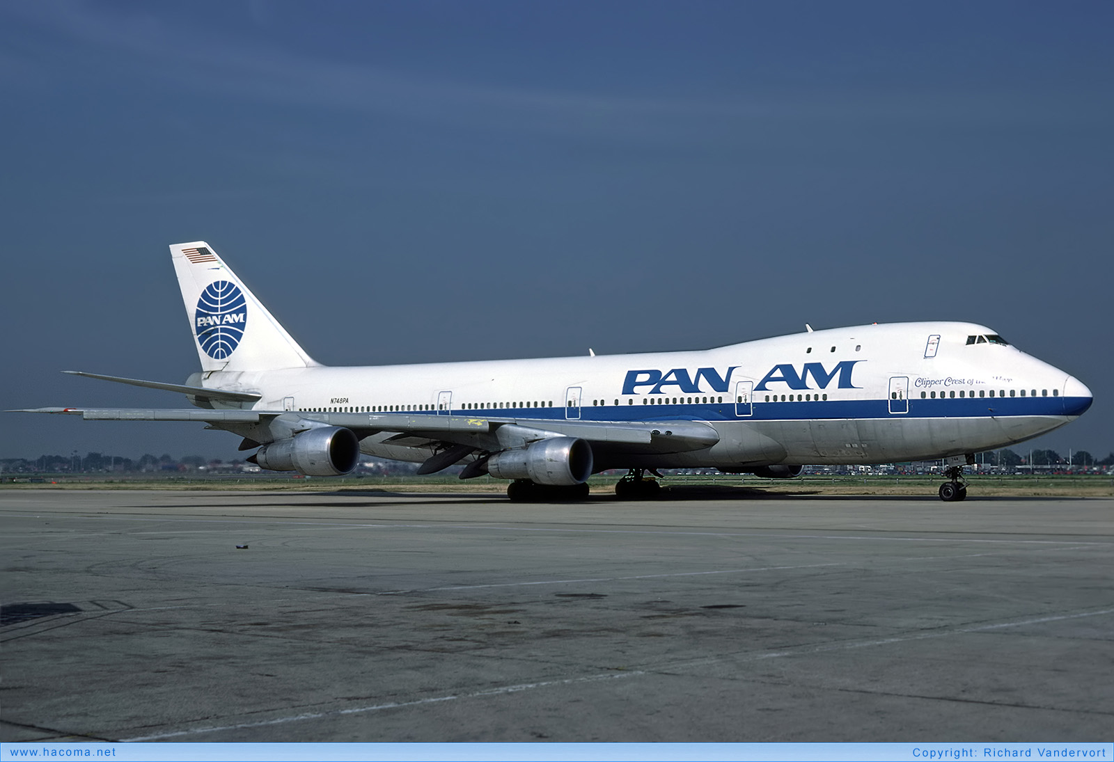 Photo of N748PA - Pan Am Clipper Hornet / Crest of the Wave - London Heathrow Airport - Oct 1985