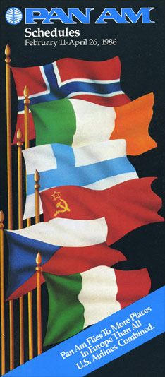 Pan Am Timetable Feb, 11, 1986