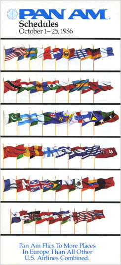 Pan Am Timetable Oct 1, 1986
