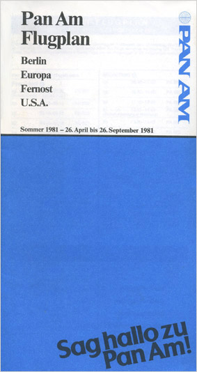 Pan Am Timetable Germany Apr 26, 1981