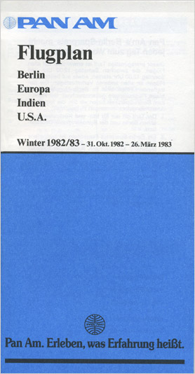 Pan Am Timetable Germany Oct 31, 1982
