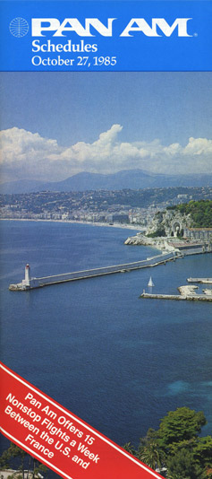 Pan Am Timetable Oct 27, 1985