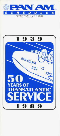 Pan Am Timetable Oct 1, 1986