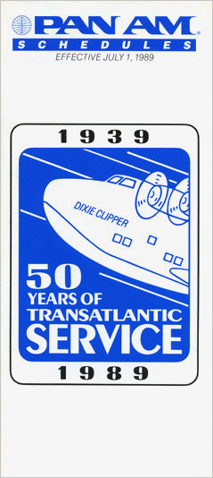Pan Am Timetable Jul 1, 1989
