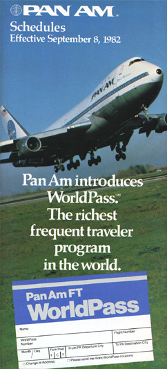 Pan Am Timetable Aug 8, 1982