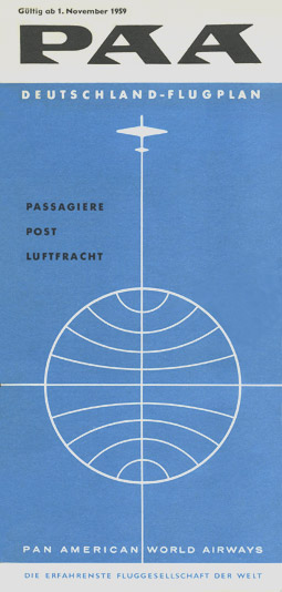 Pan Am Timetable Germany Jan, 15, 1962