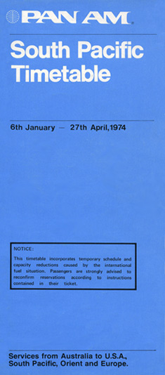 Pan Am Timetable Jul 7, 1981