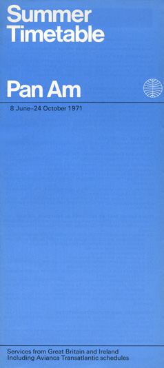 Pan Am Timetable Great britain Jun 01, 1971