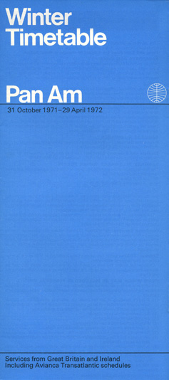 Pan Am Timetable Oct 31, 1976